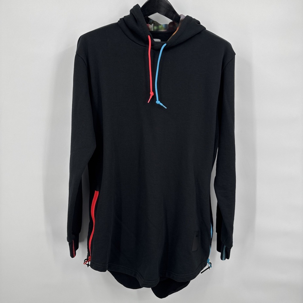 Asics Tiger Premium Fleece Hoodie Mens XL Black Tie Die Lined Sport Zip Pullover - Picture 1 of 12